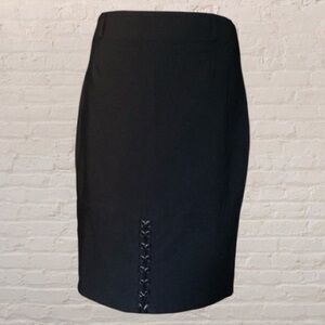 $10$ add on VINTAGE Simon Chang jeans. Black spandex with front chain tie panel.